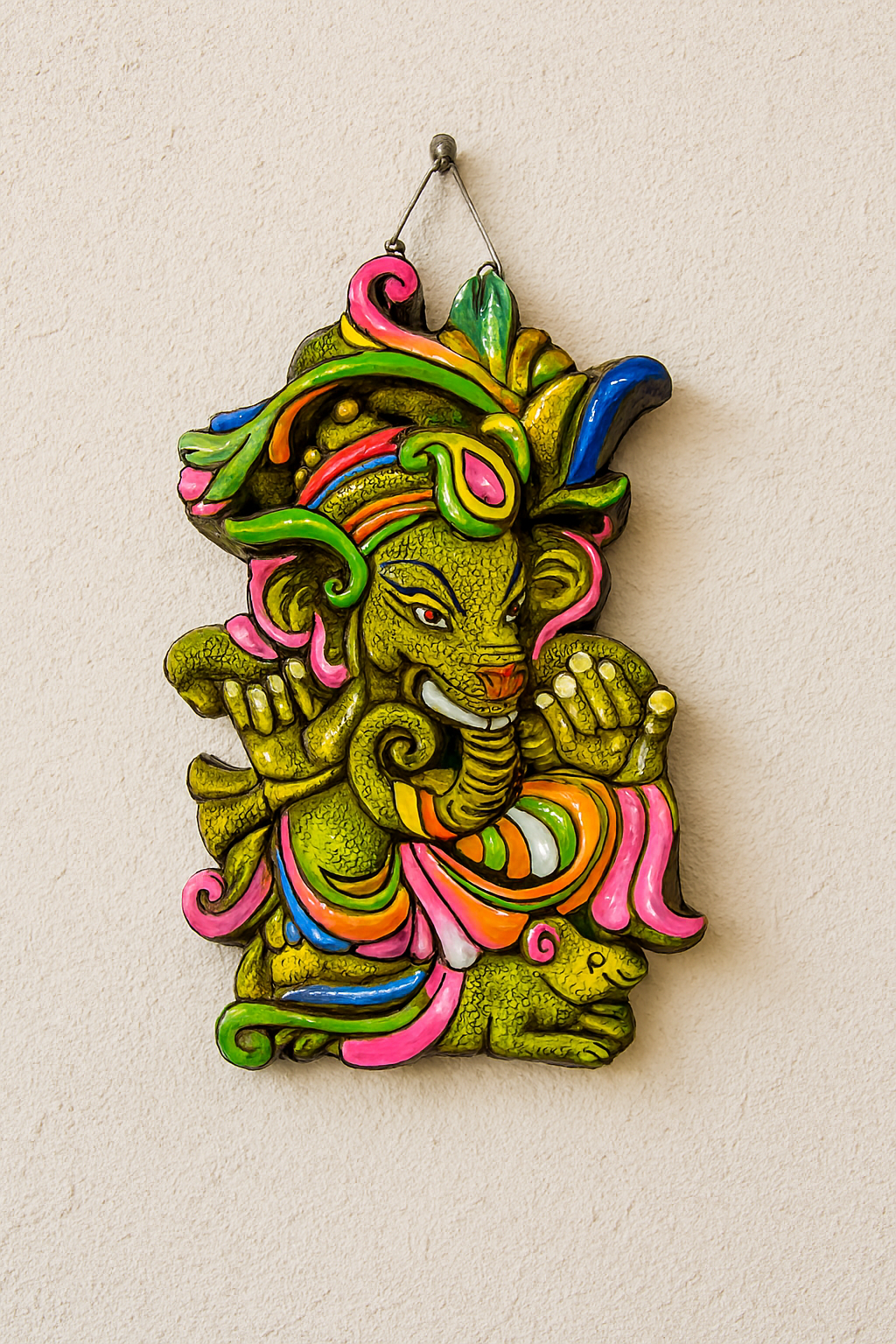 Handcrafted Ganesha sculpture or wall hanging (Terracotta)