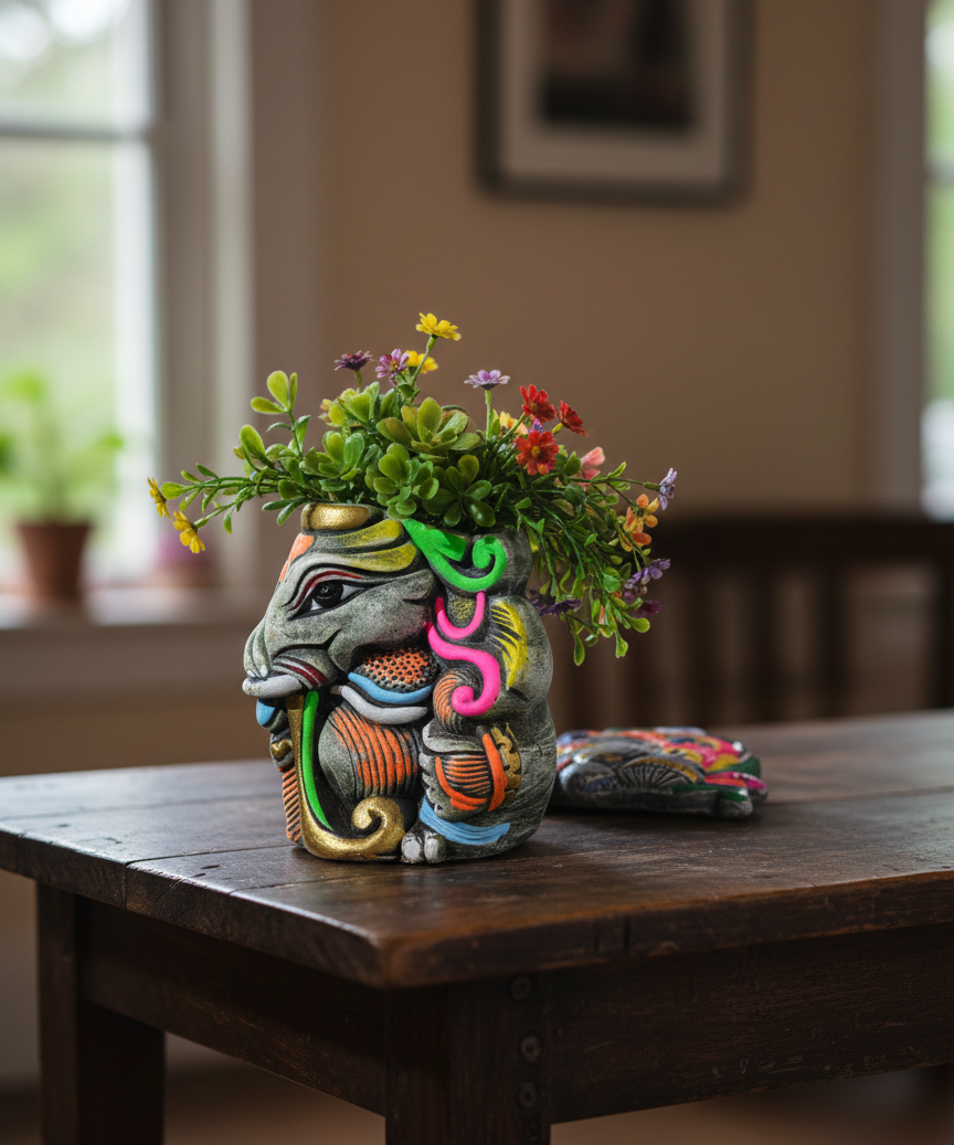 Handcrafted terracotta Ganesha pen stand.