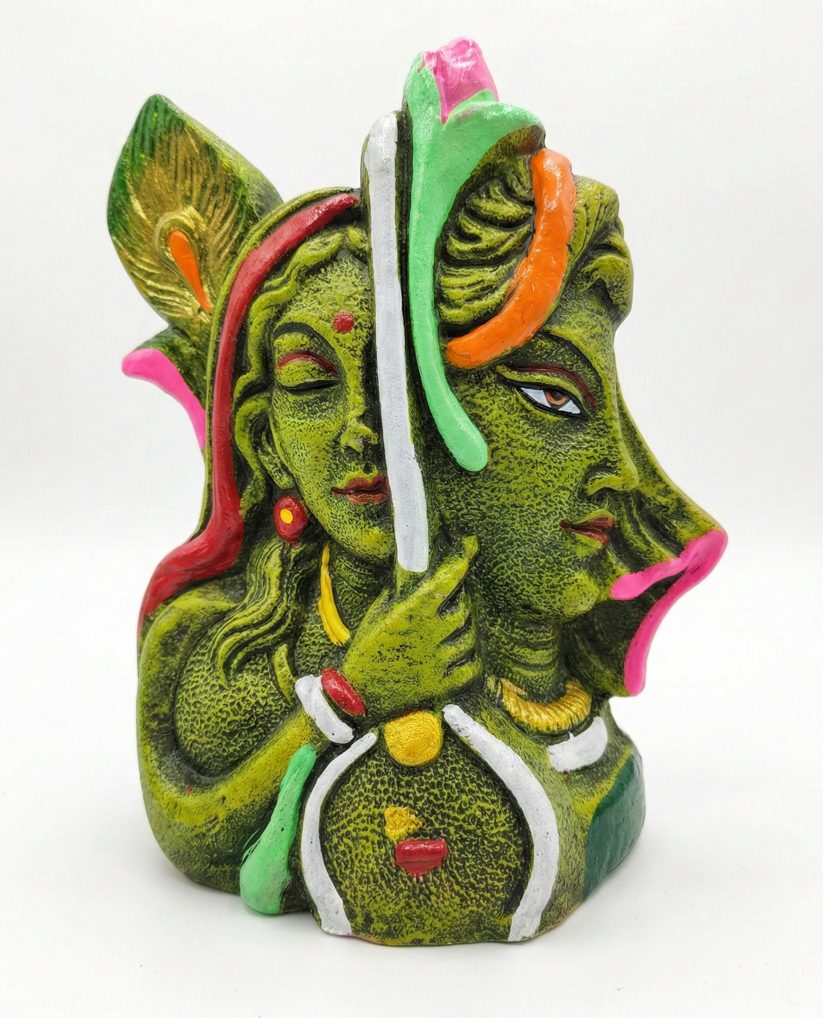 handmade terracotta showpiece depicting the Hindu divine couple Radha Krishna