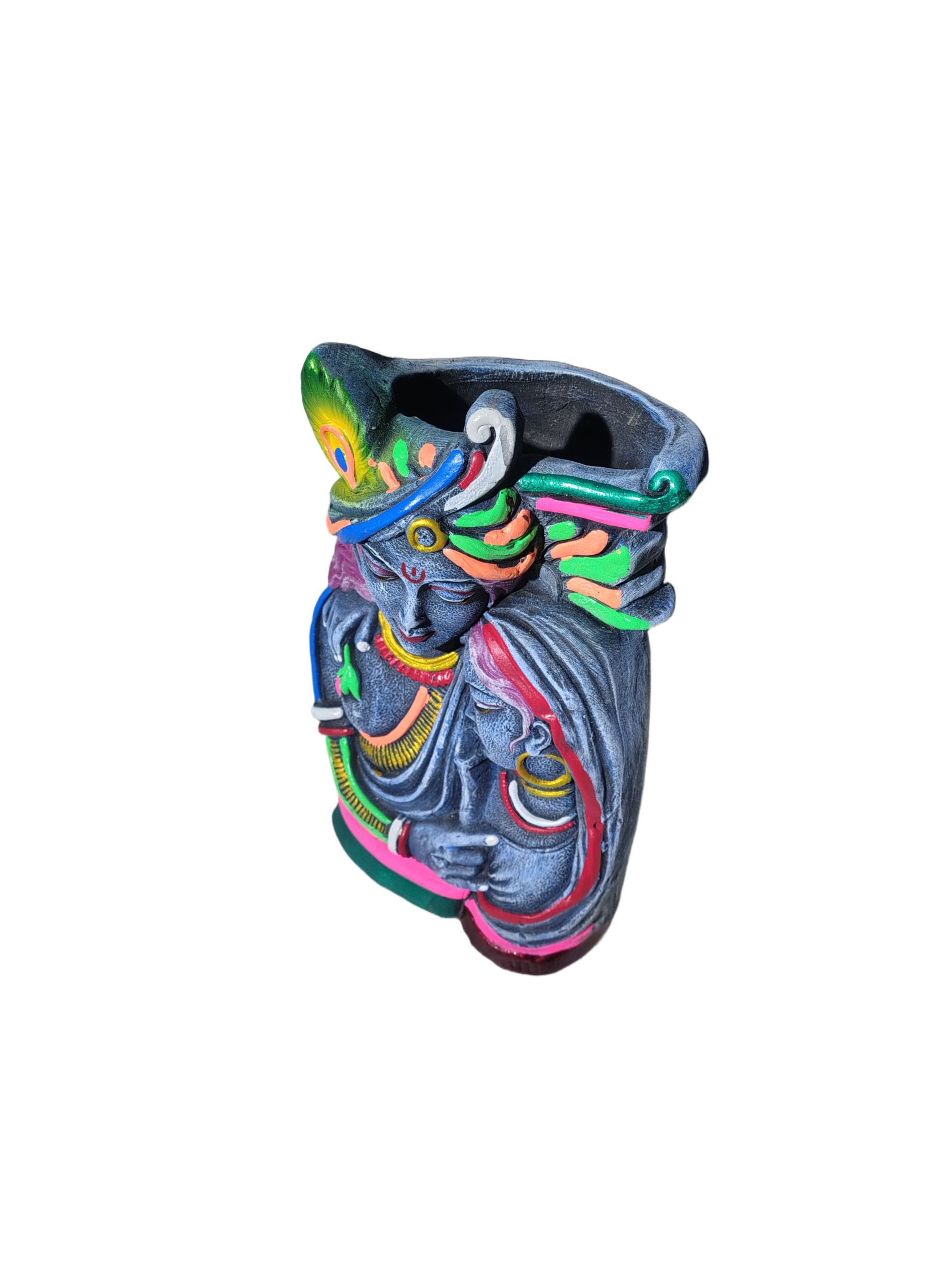 Handmade Multipurpose FLOWER Terracotta Lord Radha Krishna Idol Pen