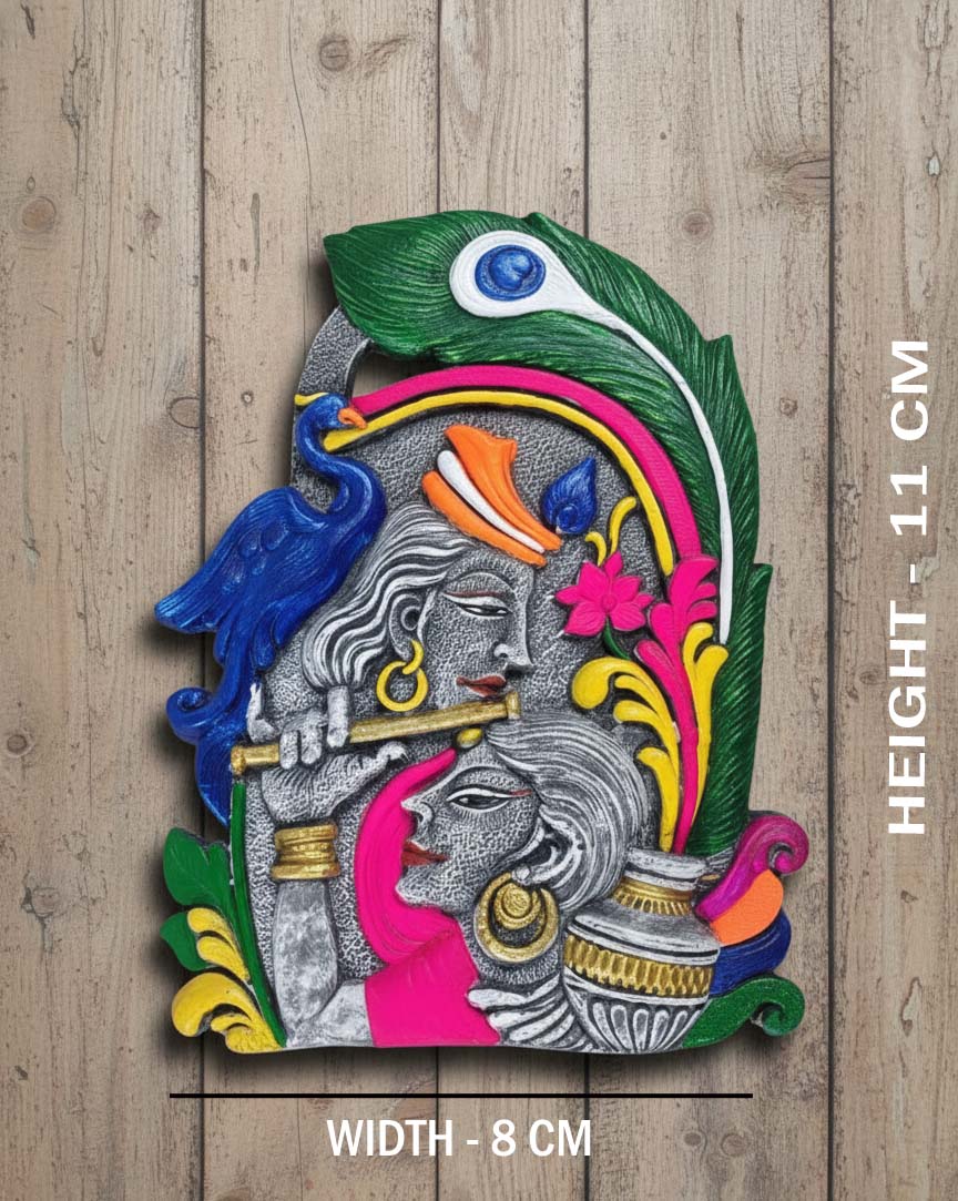 This item is a handcrafted sculpture of the Hindu deities Radha and Krishna.