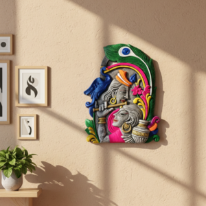 This item is a handcrafted sculpture of the Hindu deities Radha and Krishna.