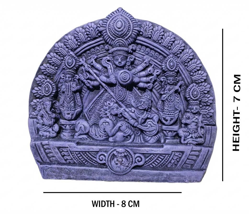 Terracotta Durga Family Showpiece Handmade Maa Durga Idol with Lakshmi Saraswati Ganesha Kartikeya Traditional Home Decor Pack of 1