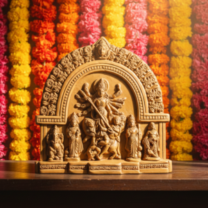 Terracotta Durga Family Showpiece Handmade Maa Durga Idol with Lakshmi Saraswati Ganesha Kartikeya Traditional Home Decor Pack of 1