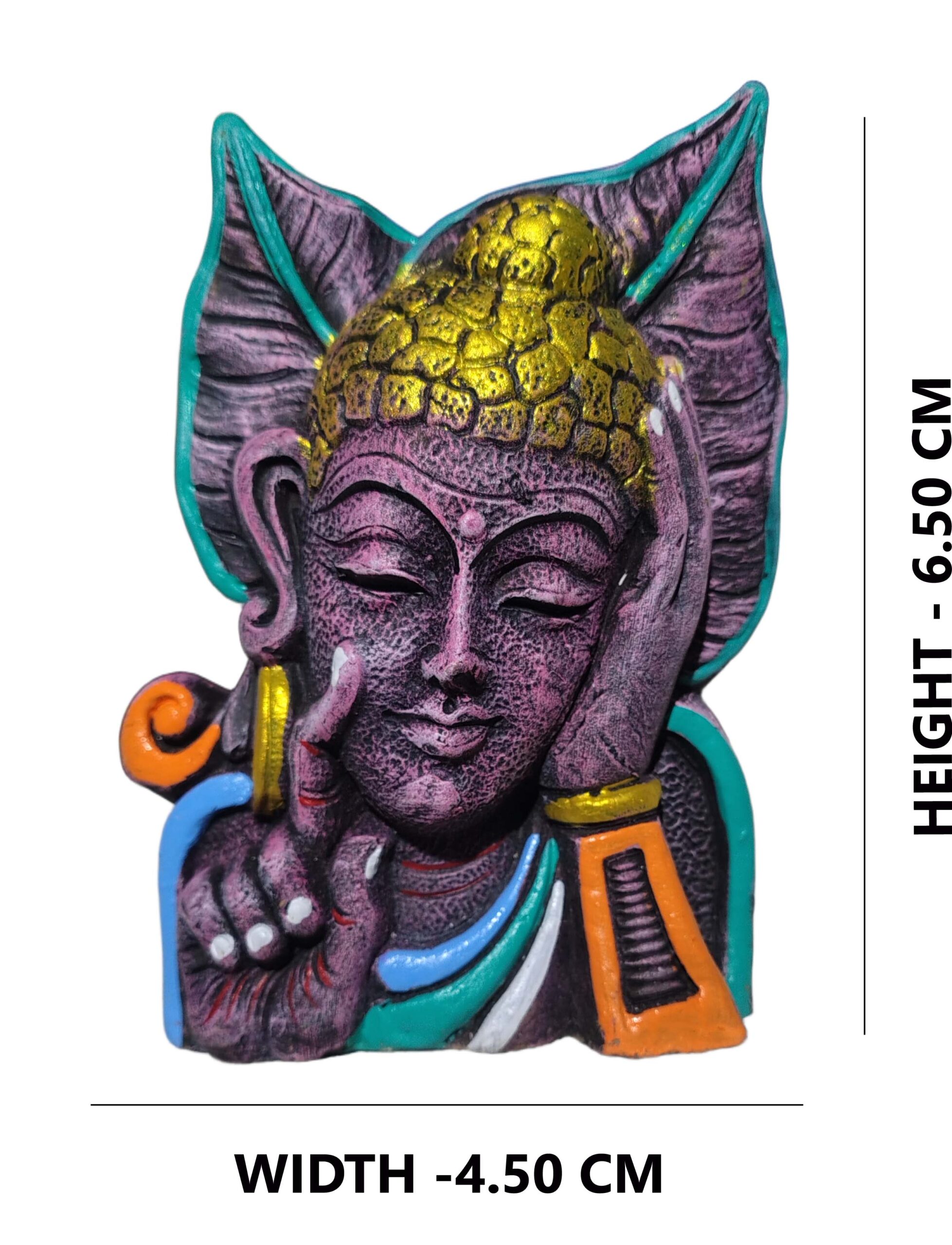 Handcrafted clay pen stand featuring a depiction Buddha.